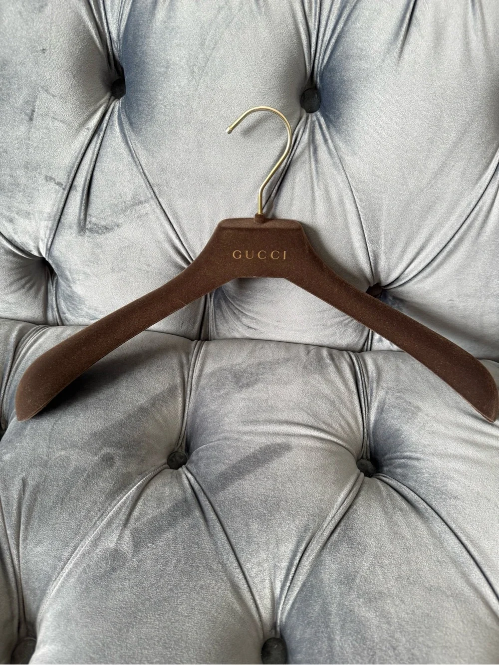 Gucci Brown Velvet Hanger with Gold Hook